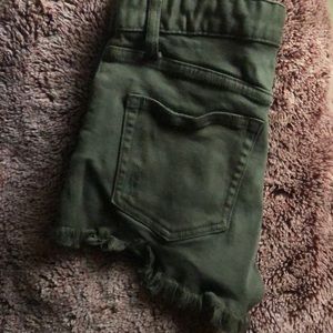 Green jean shorts